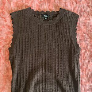 Paige chocolate light sleeveless sweater